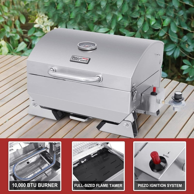 GT1001 Portable Stainless Steel Gas Grill 10,000 BTU Tabletop BBQ Silver5