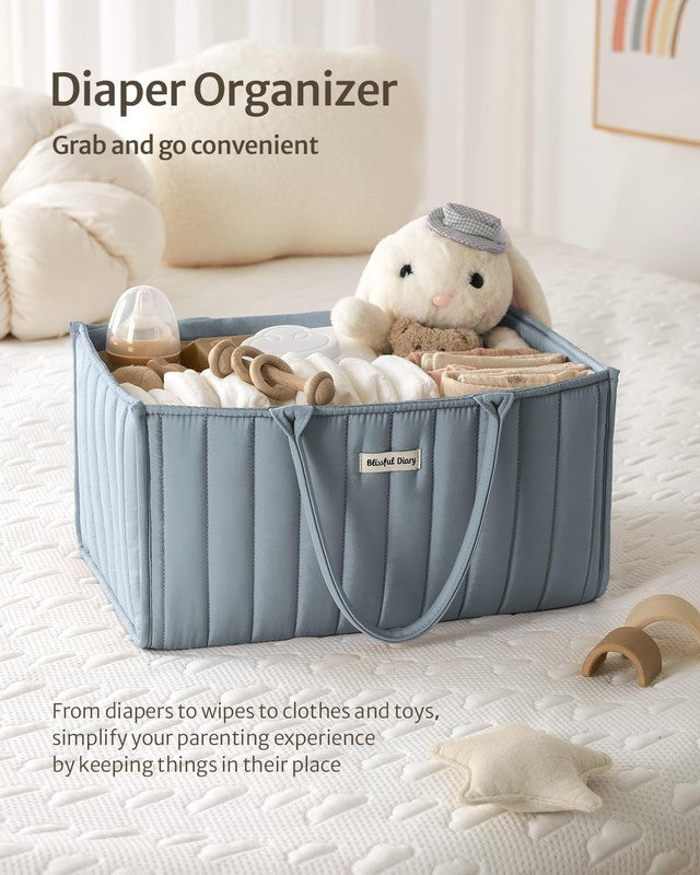Baby Diaper Caddy Organizer Storage Basket Newborn Essentials Blue3