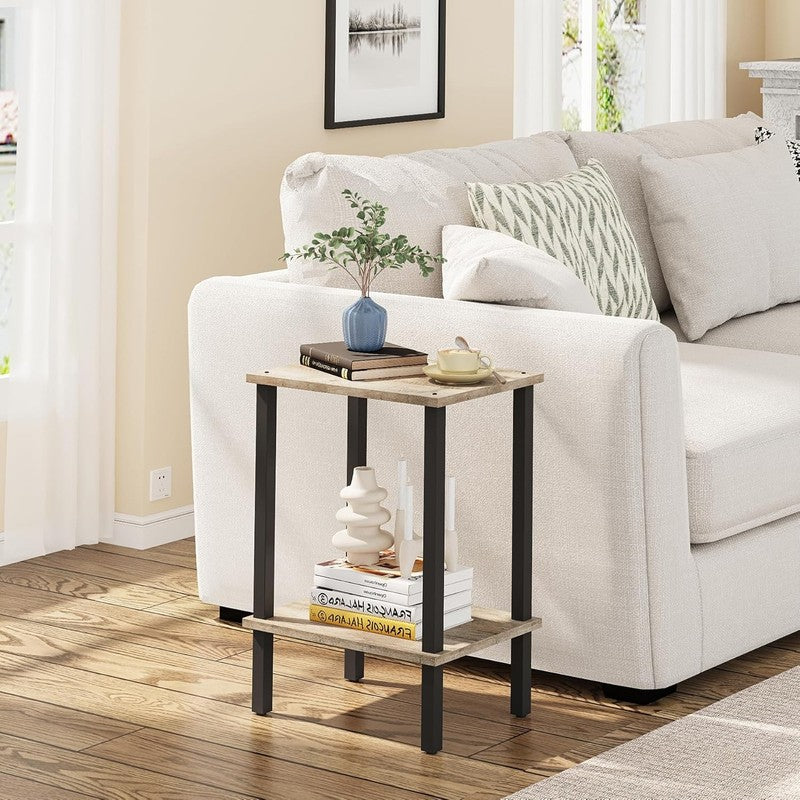 Set of 2 End Tables 2 Tier Side Tables Nightstand Sofa Table for Living Room1