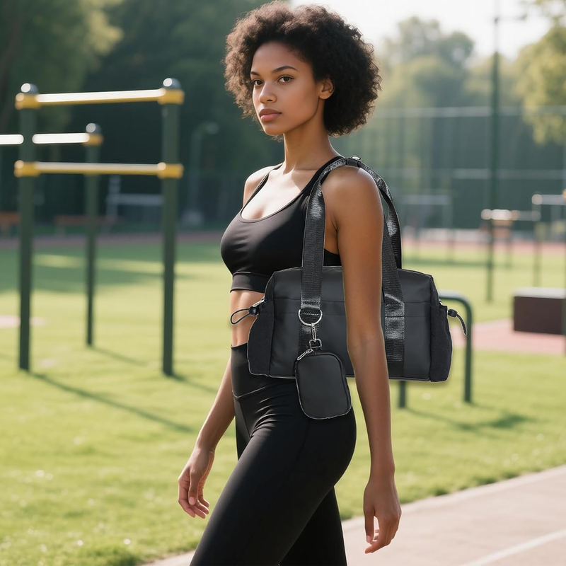 Everyday Mini Gym Bag Women 2.0 Tote Waterproof Travel Duffle Black Coin Wallet8