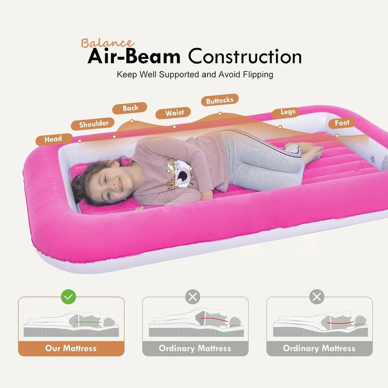 Kids Air Mattress Inflatable Toddler Travel Bed with Sides,Pink1