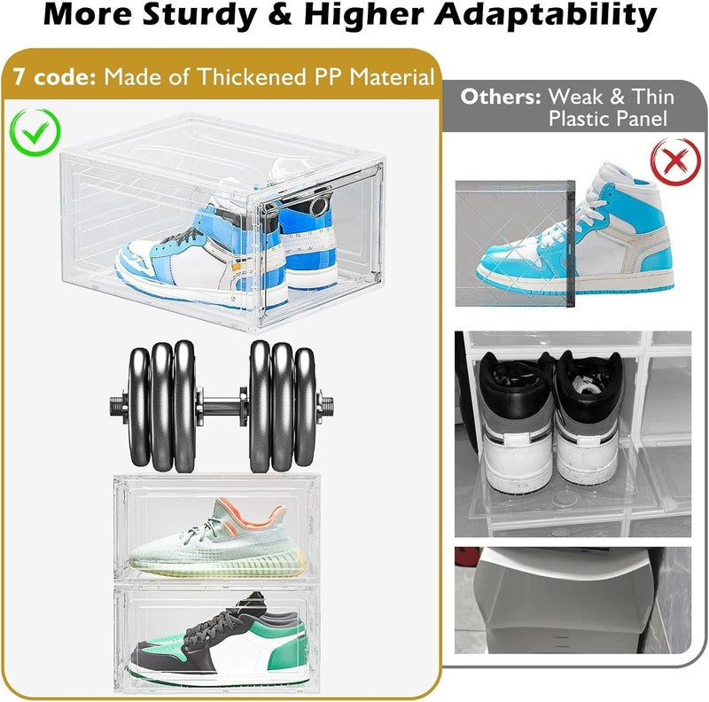 12 Pack Clear Stackable Shoe Boxes with Magnetic Door, Foldable, White4