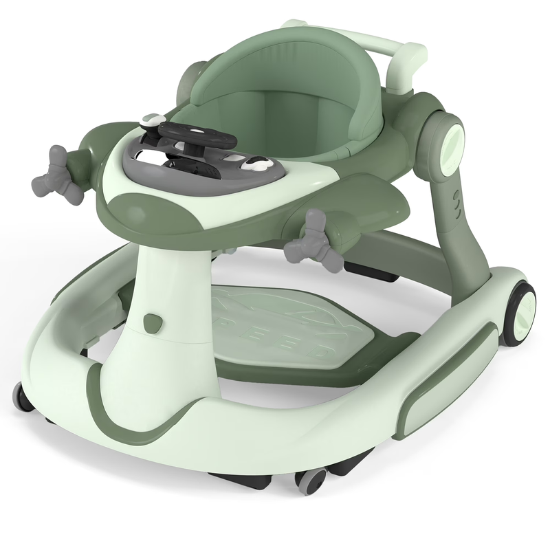 5-In-1 Musical Baby Walker with Wheels, Foldable Baby Walker for Boys Girls, Gre10