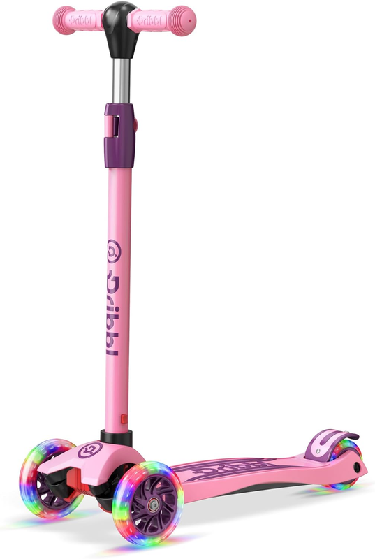 3 Wheel Kids Scooter Lean to Steer Adjustable Handlebar Wide Deck Purple/Pink0