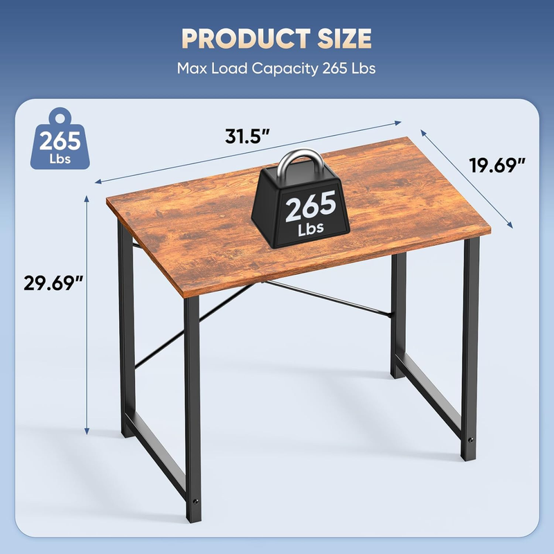 31in Computer Desk Home Office Study Writing Desk Rustic Brown2