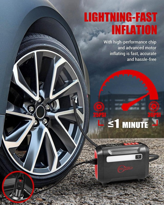 R8 Portable Air Compressor, 12V Tire Inflator with Dual Digital Screen1