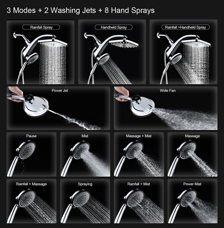 High Pressure Rain Shower Head with Handheld Spray and Magnetic Docking1