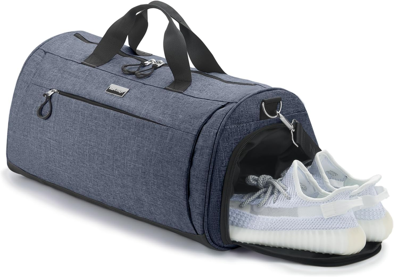 Gym Bag Unisex Duffel Shoe Compartment Wet Pocket Travel Sports Textured Blue M8
