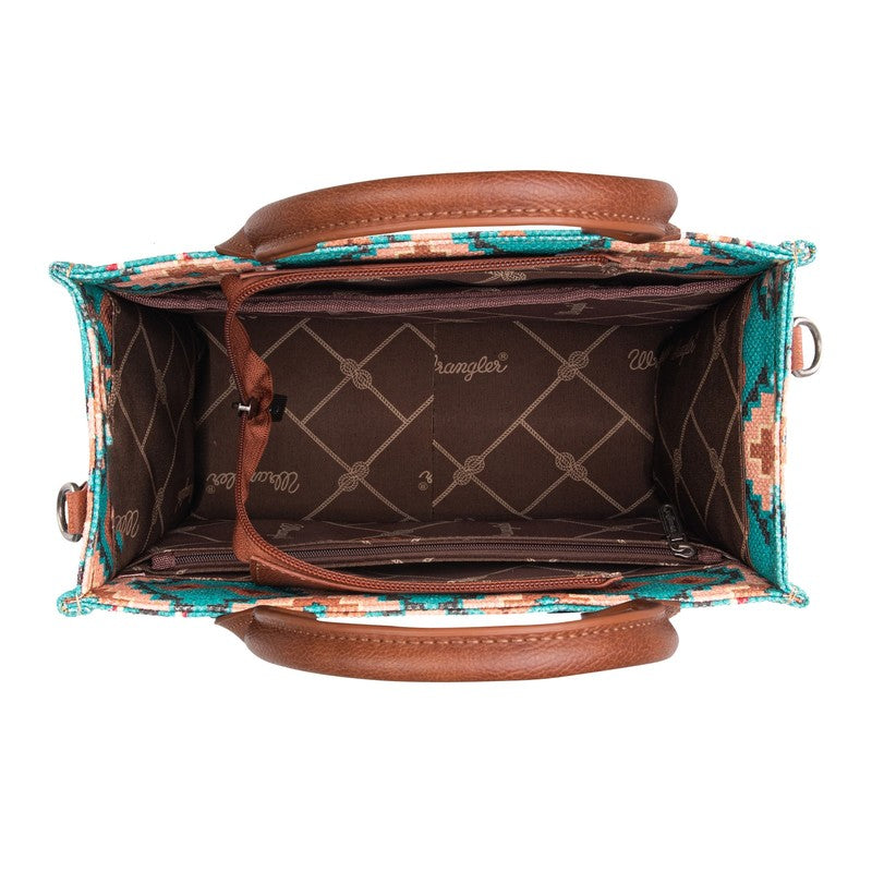 Wrangler Aztec Tote Bag for Women Boho Shoulder Purses and Handbags, Turquoise1