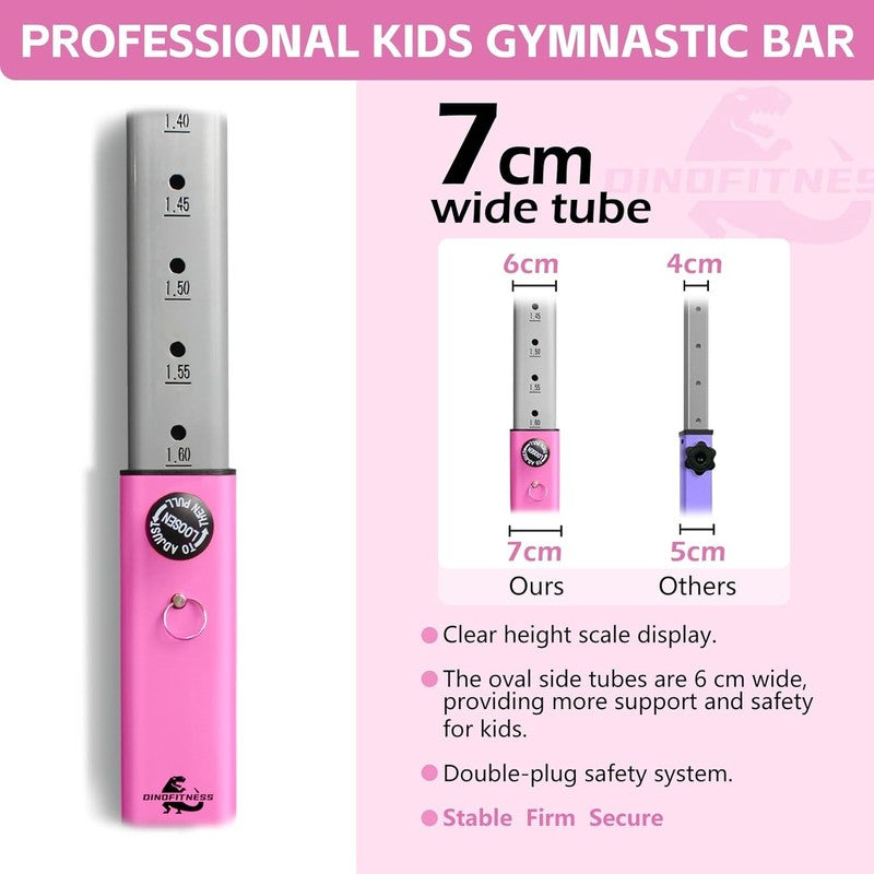 Kids Gymnastics Bar 11 Level Adjustable Horizontal Bar Thick Steel Home Use3
