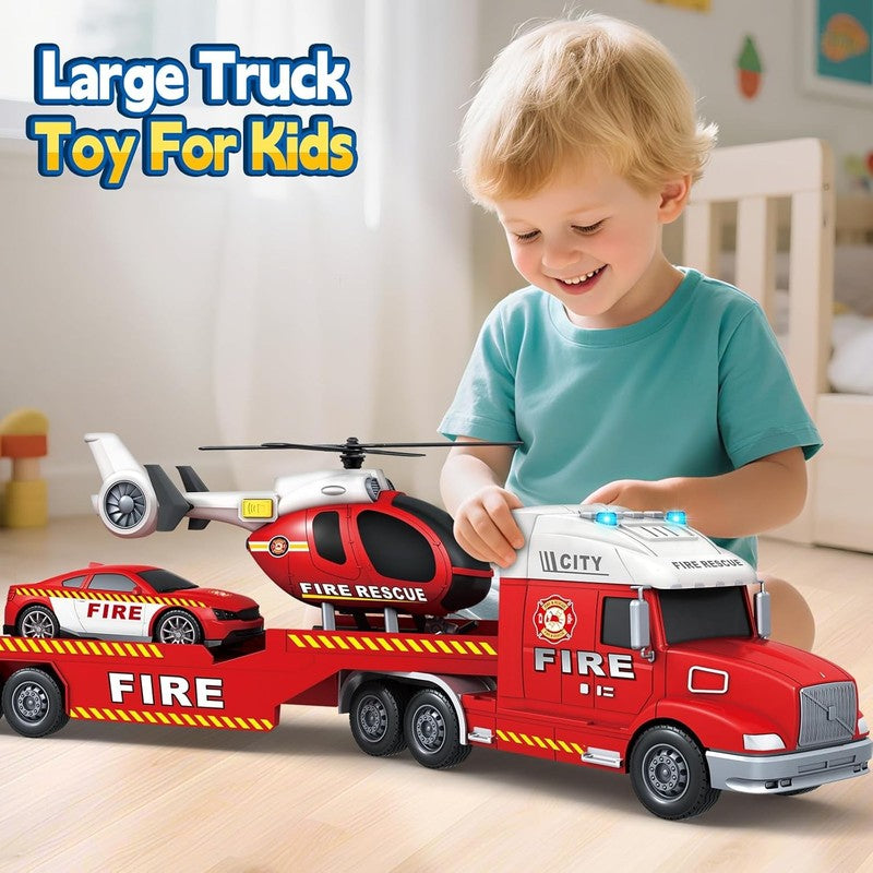 Toddler Boys Toys, 3 4 5 Large Fire Truck Toys with Lights Sounds, Truck Car wit3