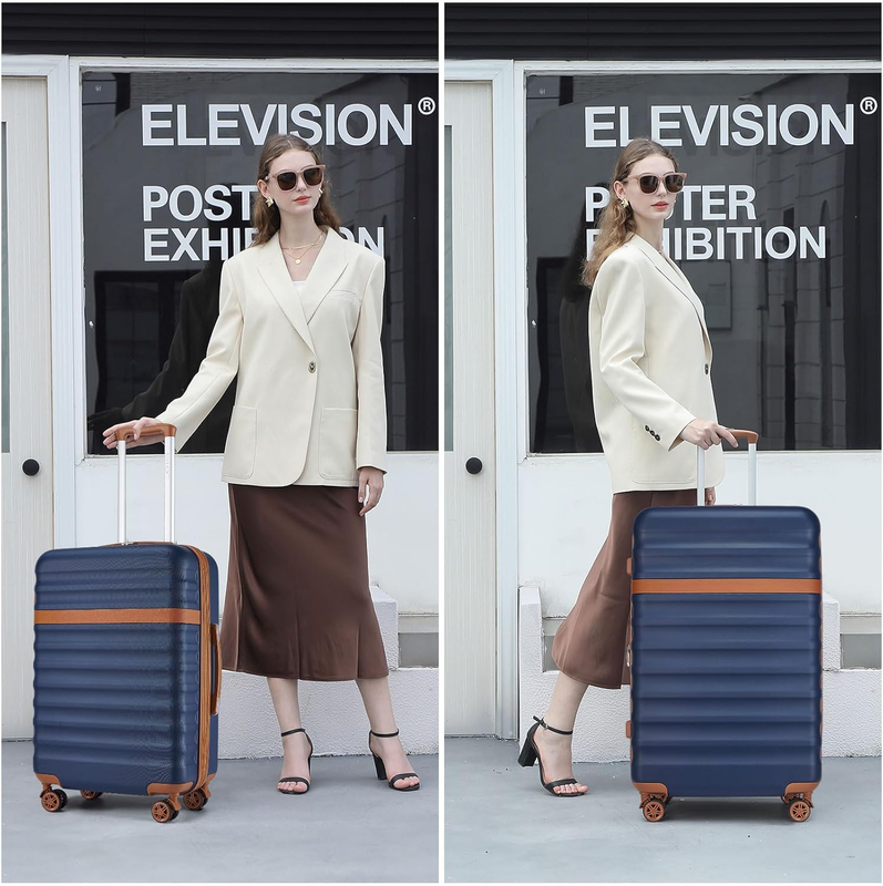 28 Inch Expandable Hardside Luggage ABS PC TSA Lock Suitcase Navy5
