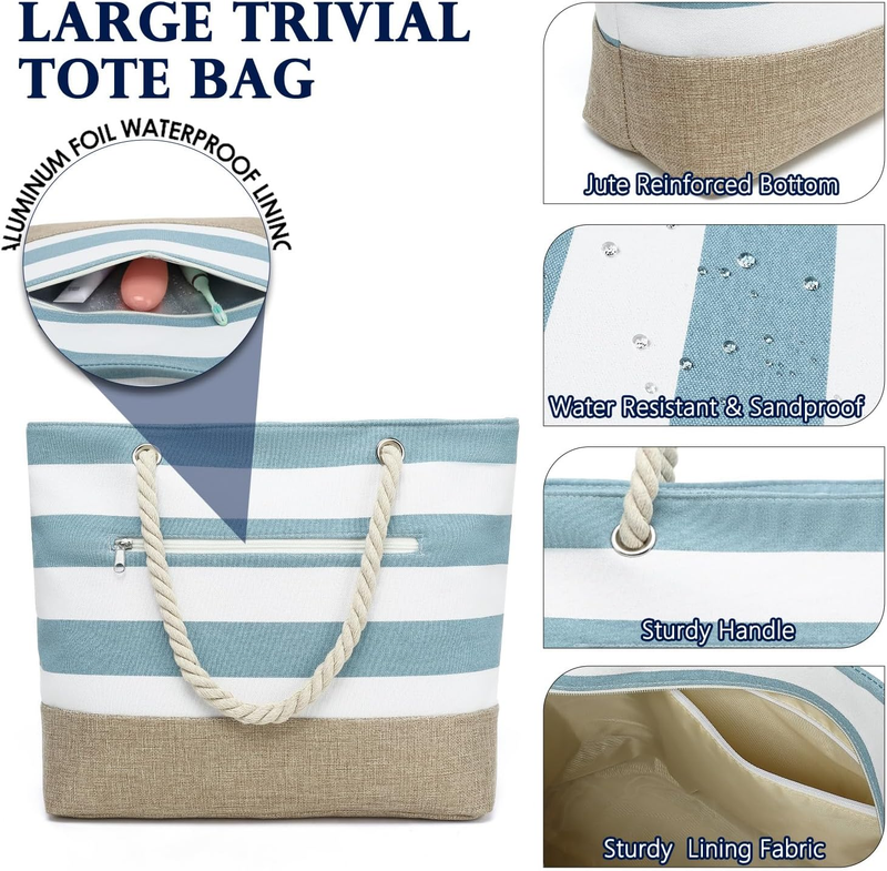 Beach Tote Bag Waterproof Pool Travel Canvas Bag for Women5