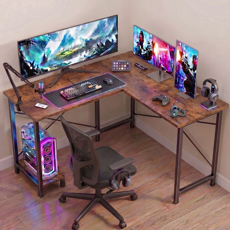 50 Inch L Shaped Computer Desk, Corner Executive Desks Gaming Desk PC Table with6