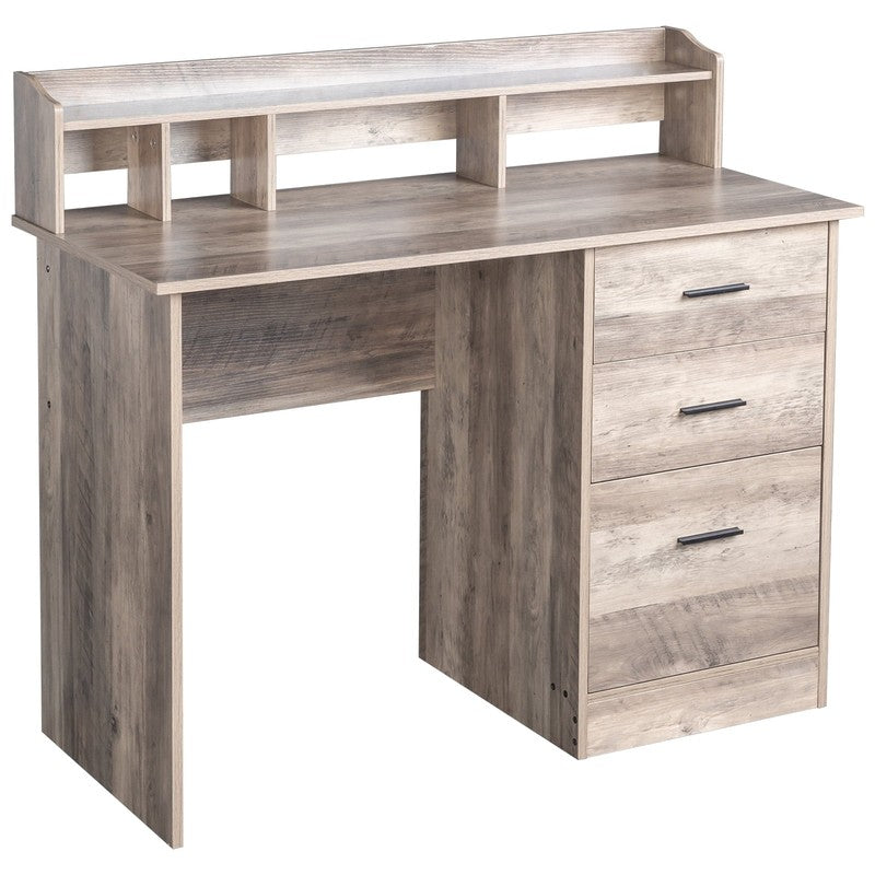 Wood Computer Desk Office Laptop PC Work Table, Writing Desk with 3 Drawers File4