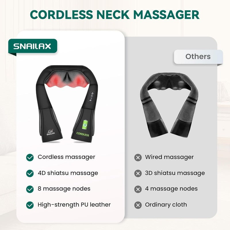 Shiatsu Neck Shoulder Massager w/ Heat Cordless Portable Back Lumbar2
