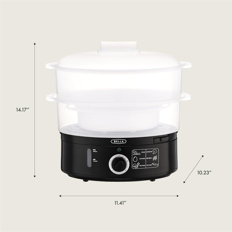 2 Tier Food Steamer 7.4QT Stainless Steel Auto Shutoff Stackable Black1