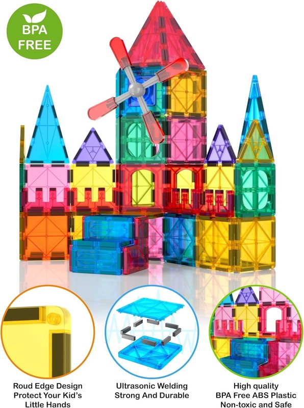 100Pcs Magnetic Tiles Building Blocks STEM Toy Educational Kit Ages 3+3