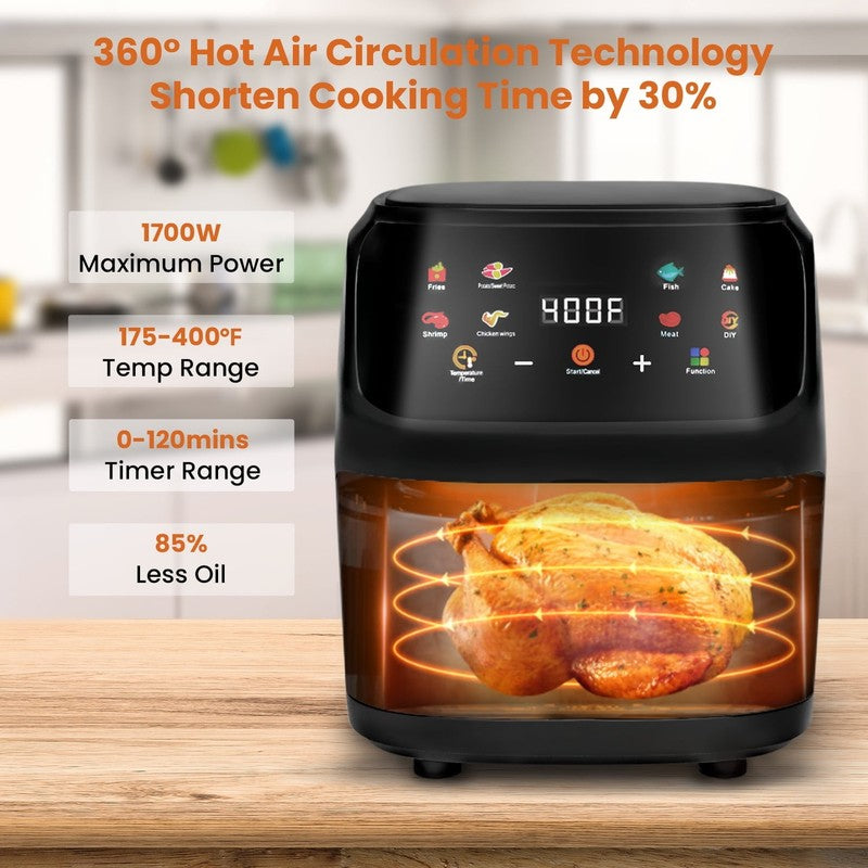 7.5QT Air Fryer   8 in 1 Digital Touchscreen, 1700W, Large Capacity, Black3