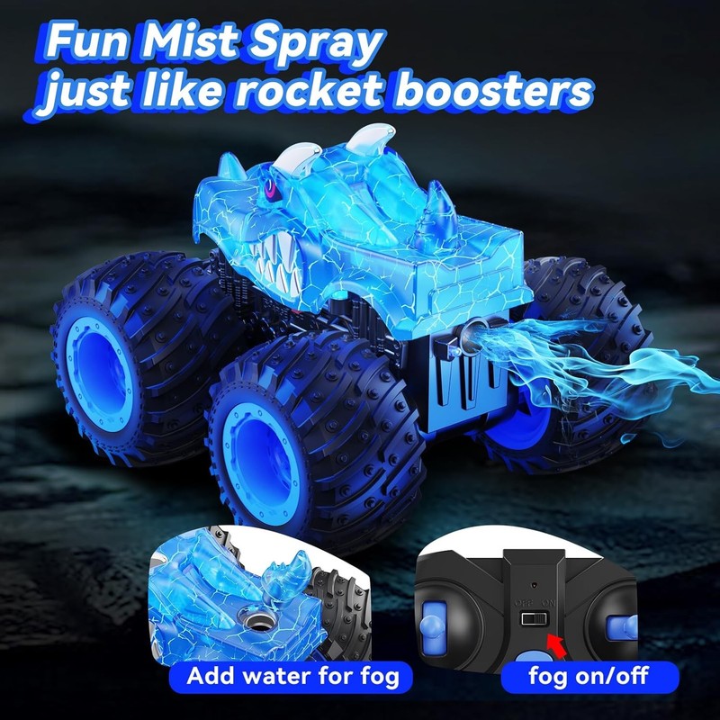 Remote Control Car, 2.4Ghz Monster Trucks Toys with Light Spray, Birthday Gift f2