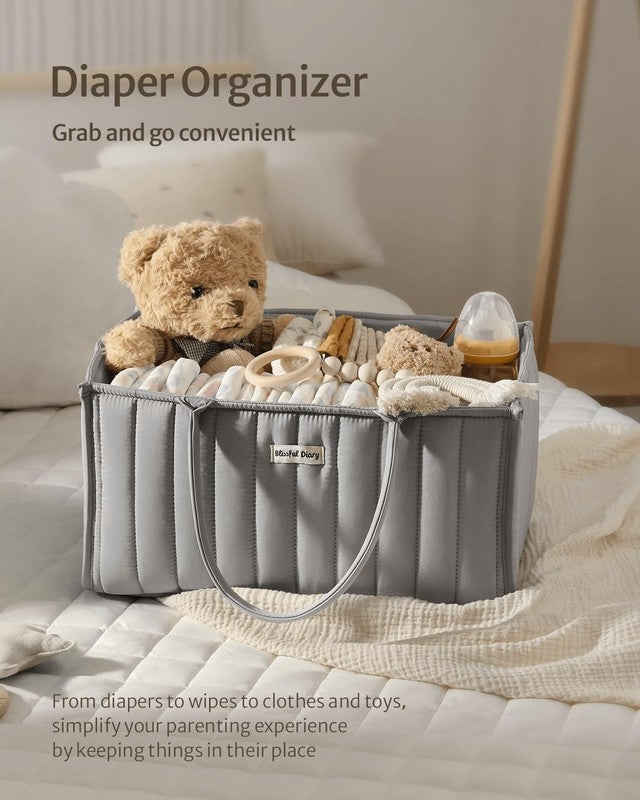 Baby Diaper Caddy Organizer Storage Basket Newborn Essentials Gray3