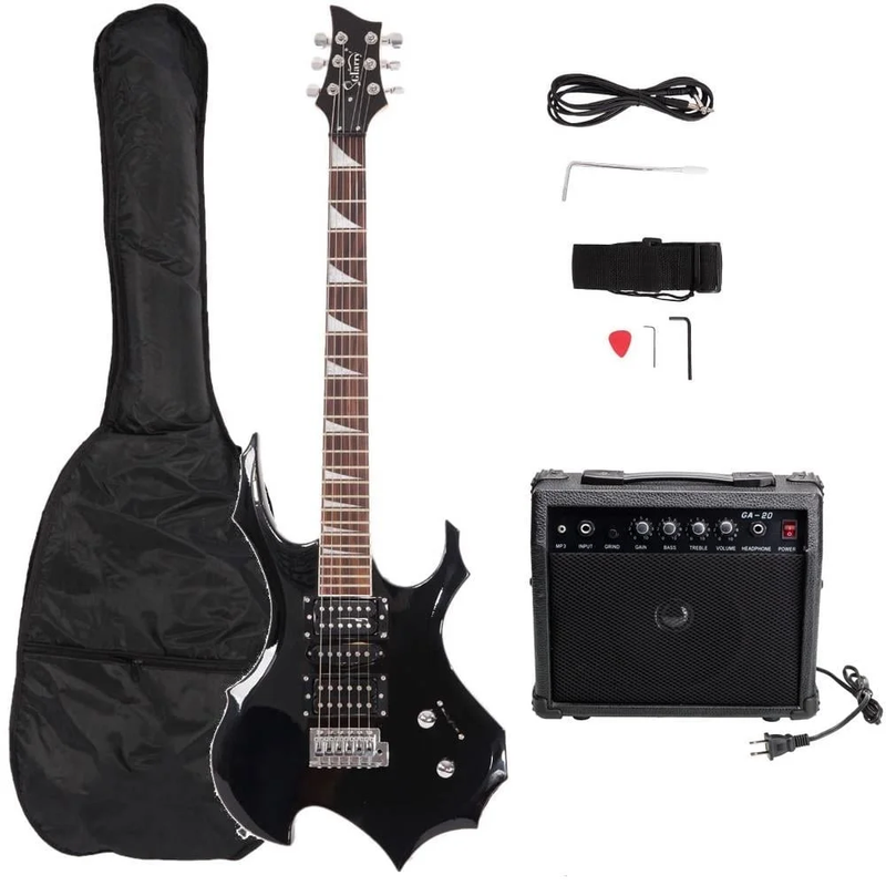 37" Adult Electronic Guitar Kit W/ Amp Bag Strap Accessories for Beginner, Black8