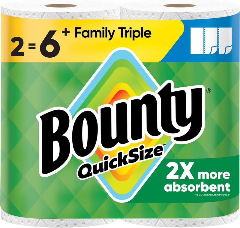 Paper Towels Quick Size White 2 Family Triple Rolls 6 Regular Rolls10