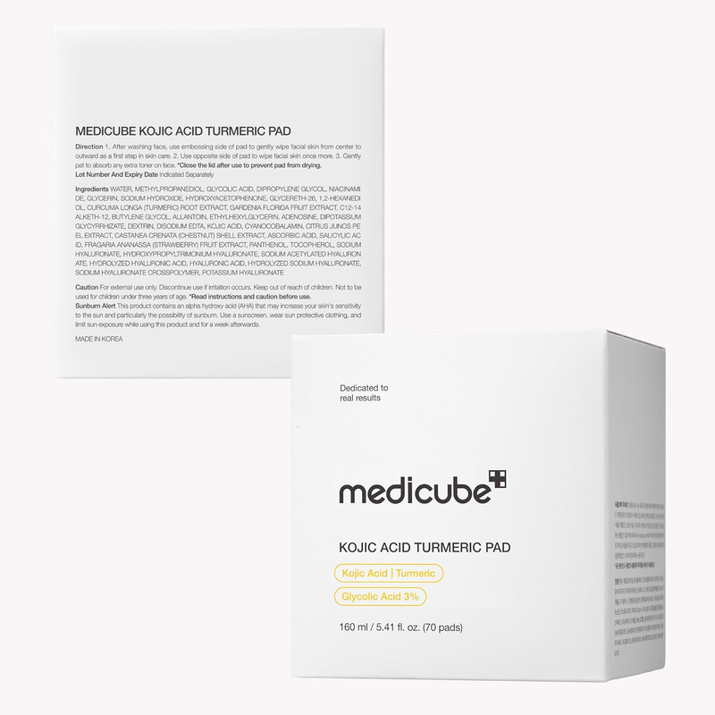 Kojic Acid Turmeric Toner Pads 70ct Niacinamide Glycolic Korean Skincare6