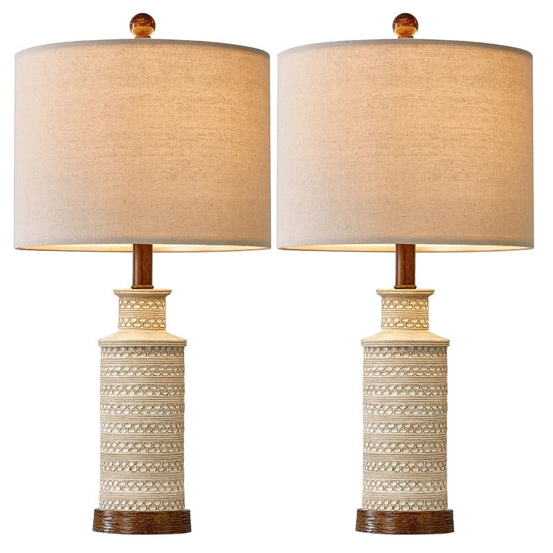 Bedside Lamp Set of 2 for Bedroom 24" Traditional Living Room Resin Nightstand T9