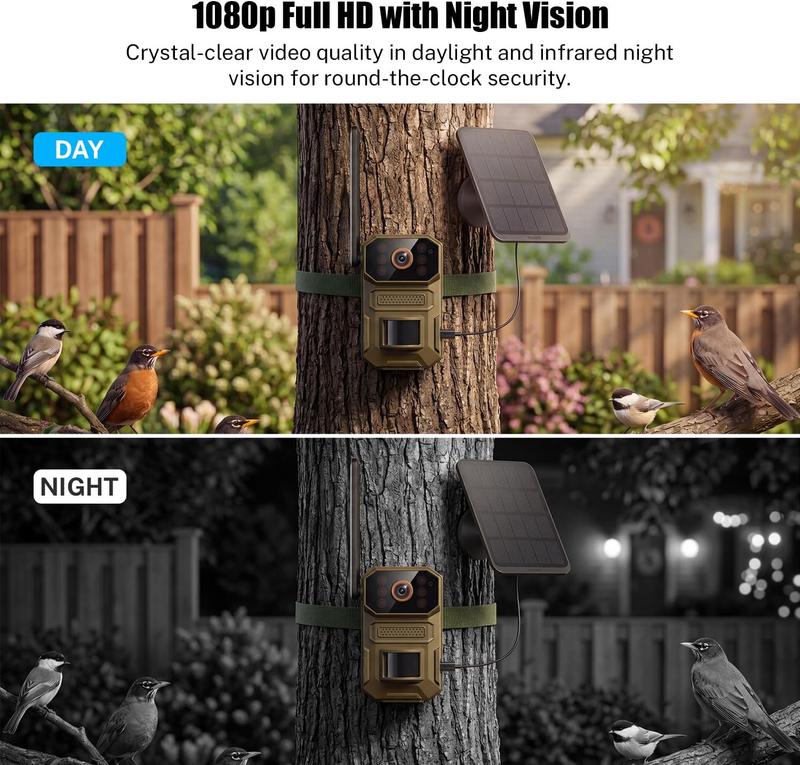 4GLTE Solar Trail Camera 1080P Night Vision Motion IP65 SIM Cellular WildlifeCam4