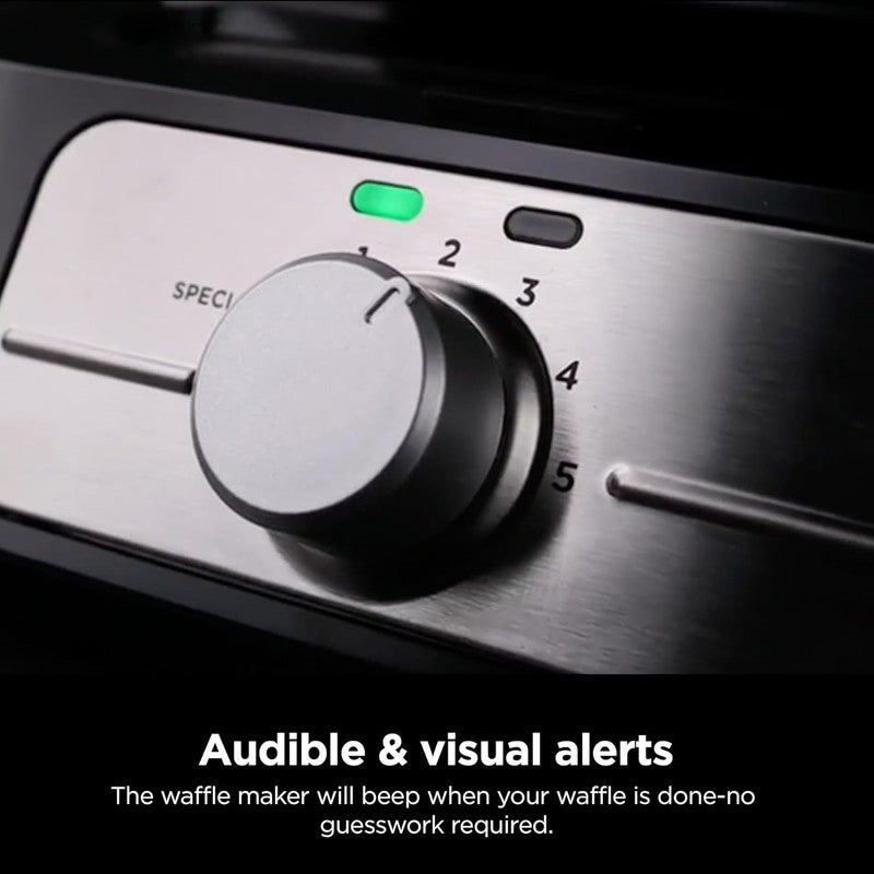Belgian Waffle Maker Pro | Vertical Design | 5 Shade Settings with Precision Pou6