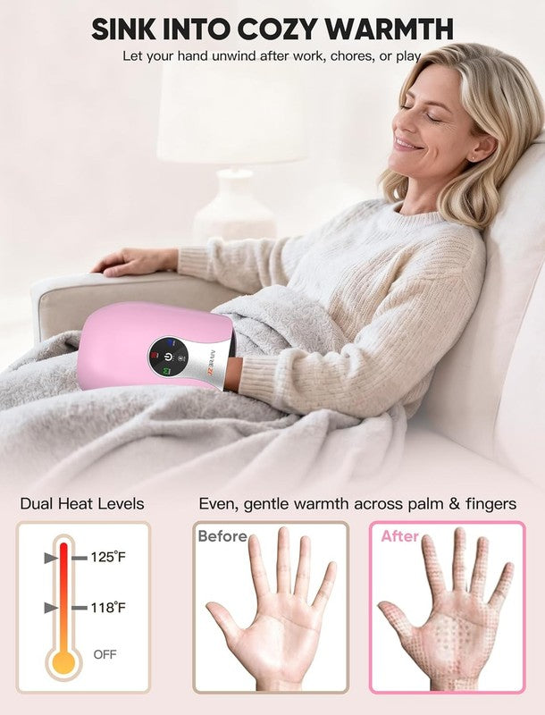 Hand & Wrist Massager w/ Heat Compression Cordless 6 Modes Pain Relief3