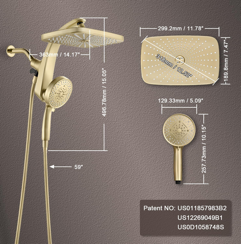 High Pressure Rain Shower Head: Upgrade Shower Heads with Handheld Spray Combo w7