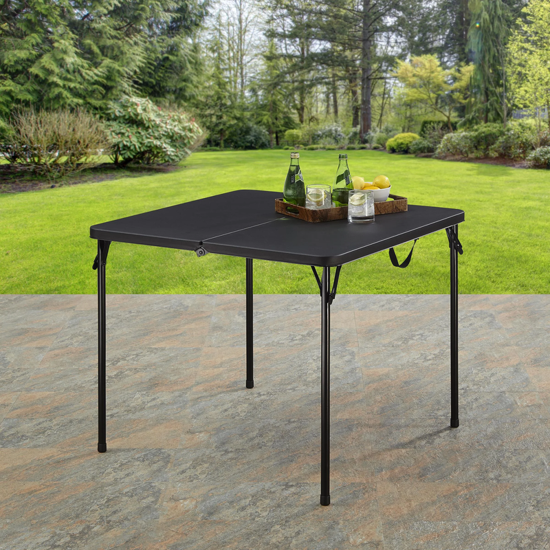 34" Square Resin Fold-In-Half Table, Rich Black3