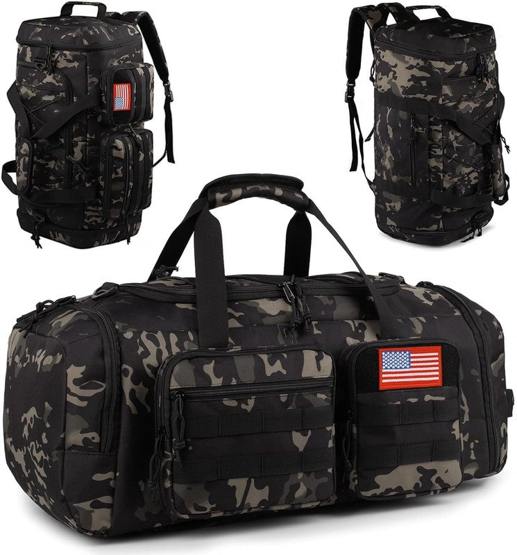 50L Gym Duffle Bag 3-in-1 Travel Backpack Shoe Compartment Water Resistant2
