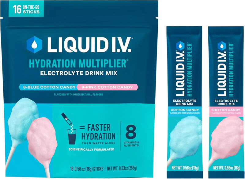 Liquid I.V. Hydration Multiplier Cotton Candy 16 Servings Electrolyte7
