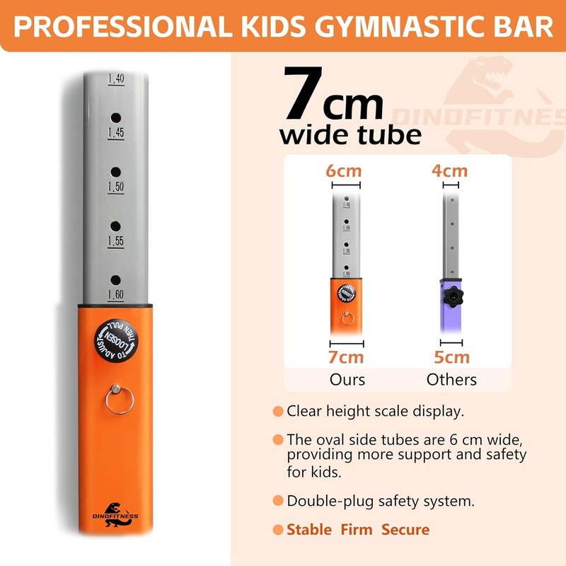 Kids Gymnastics Bar 11 Level Adjustable Horizontal Bar Thick Upright Home Use3
