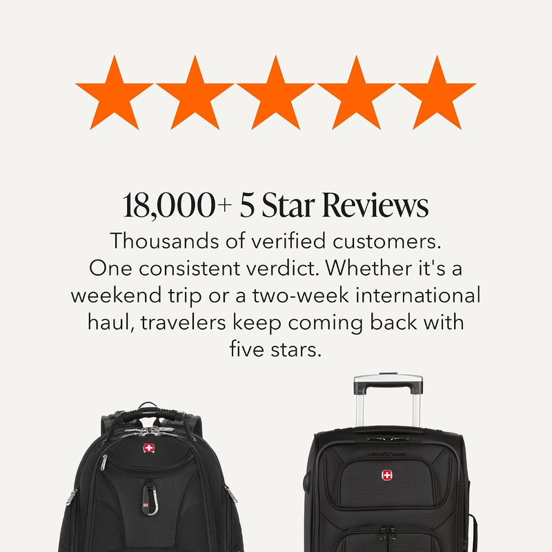 Sion 2Pc Carry On Spinner Luggage Set w/ 17in Laptop Backpack Black8