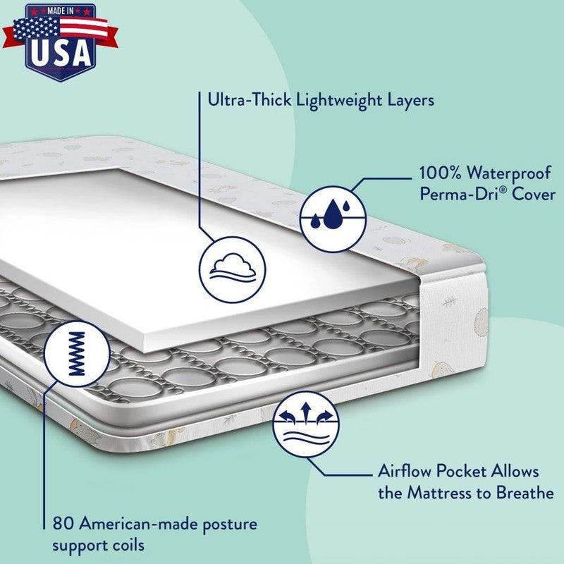 Pediatric 800 Crib Toddler Mattress Extra Firm 80 Coil Waterproof Ecru3