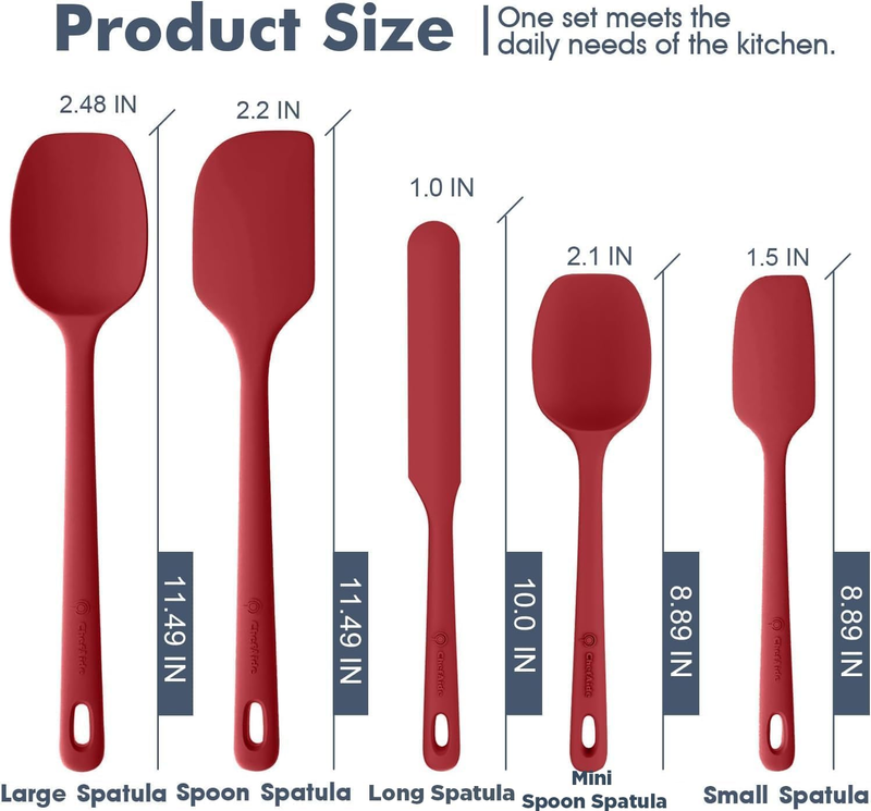 5 Piece Silicone Spatula Set Heat Resistant 600°F Nonstick Cookware1