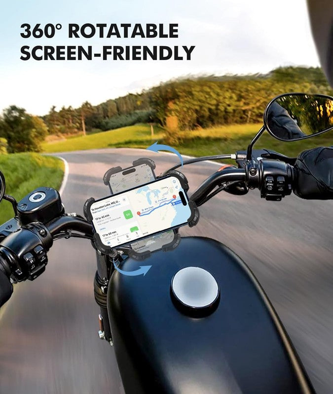 Motorcycle Bike Phone Mount 360° Rotatable Secure Lock Holder Fits 4.7-6.7"3