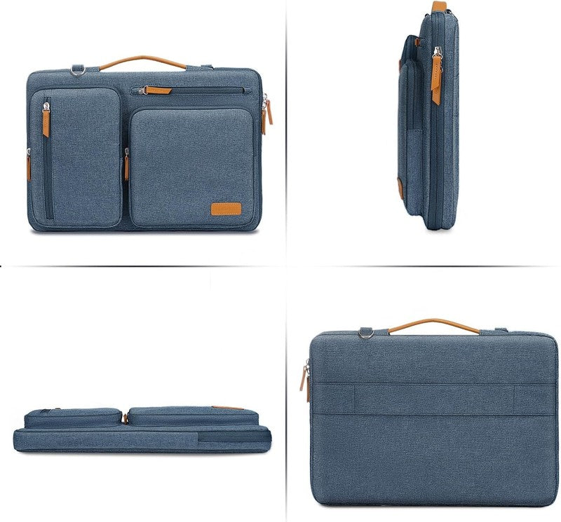 15.6 Inch Laptop Shoulder Bag 360 Protective Messenger 4 Zipper Pockets Blue5