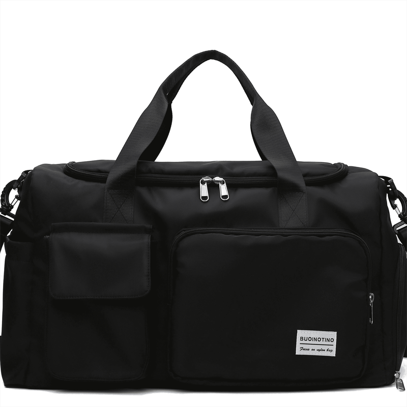 Large Travel Duffle Bag with Shoe Compartment, Waterproof Nylon Weekender Overni10