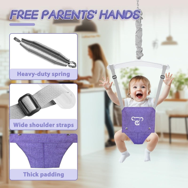 2 in 1 Foldable Toddler Swing & Baby Jumper, Easy Install & Store, Purple1