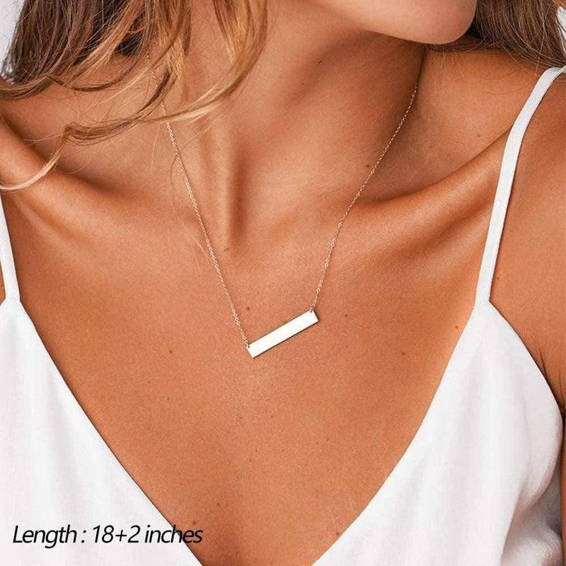 Dainty Layered Choker Necklace 14K Gold Plated Y Bar Disc Pendant for Women3