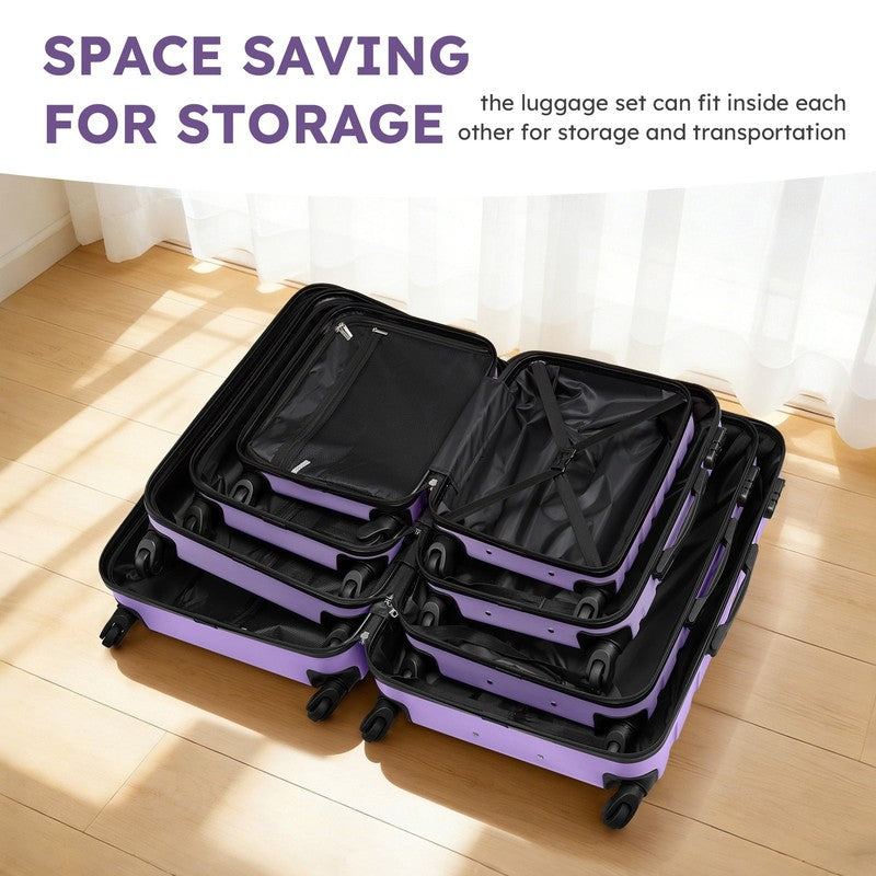 4 Piece Luggage Set Hardside Spinner Suitcase 16 20 24 28 Inch Purple2