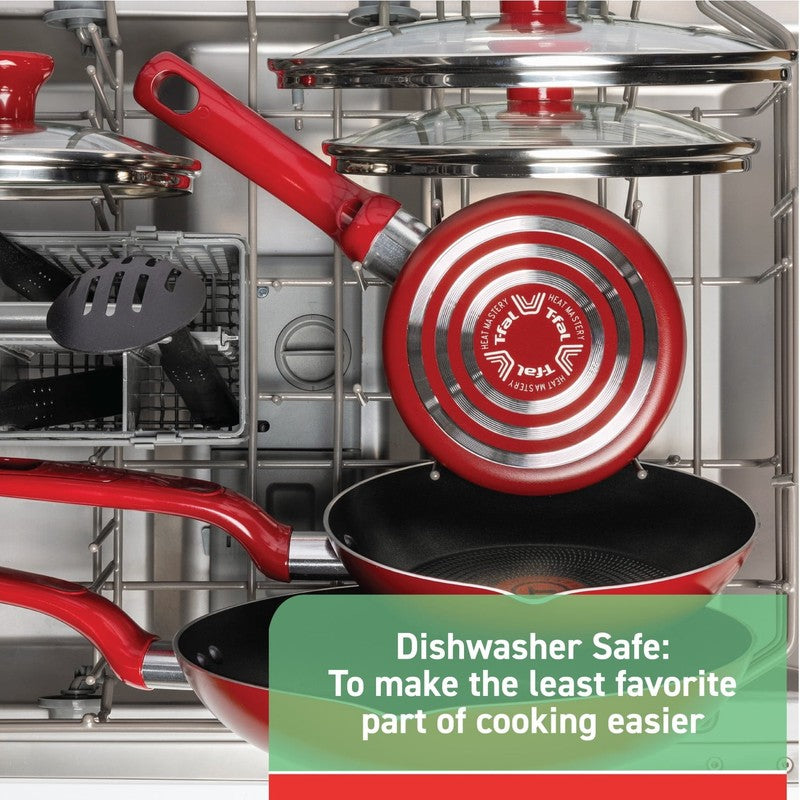 Easy Care, 20 Piece Non-Stick Pots and Pans Cookware Set, Red1
