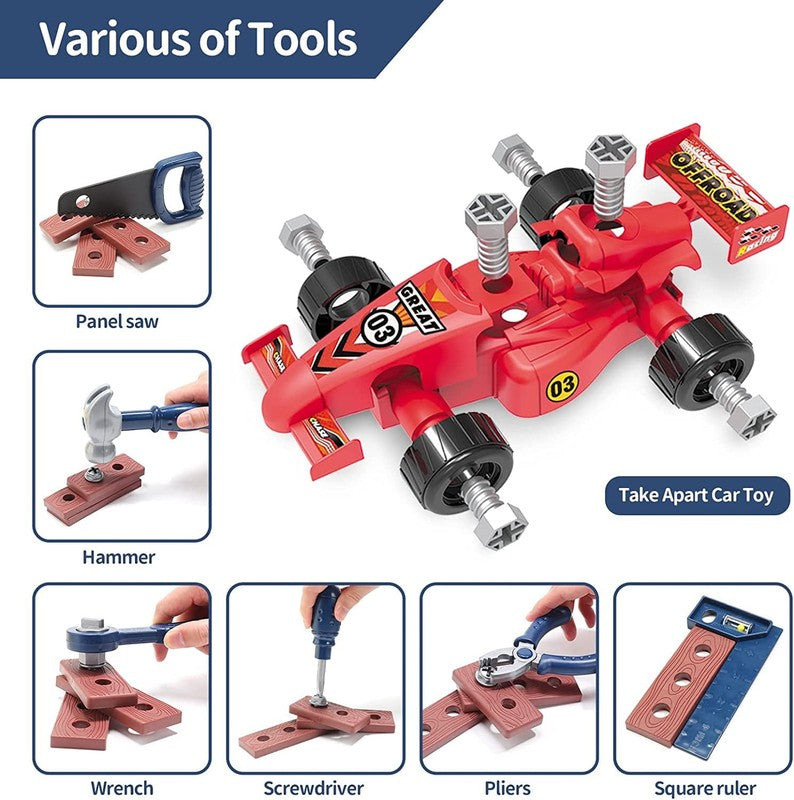 47Pc Kids Pretend Play Tool Set with Toy Drill Chainsaw Tool Box for Boys3