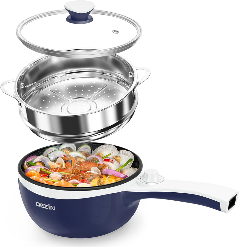 Electric Hot Pot 1.5L Steamer Non Stick Sauté Pan Noodle Cooker Power Control9