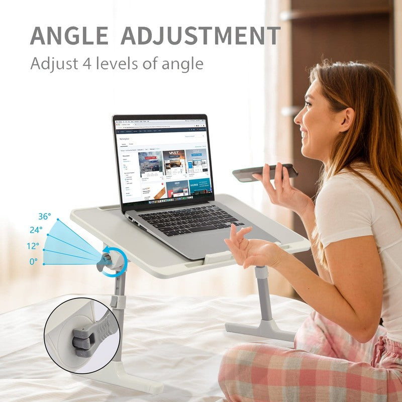 Height & Angle Adjustable Lap Desk Foldable Laptop Stand Bed Tray Gray2